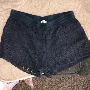 Navy crocheted shorts